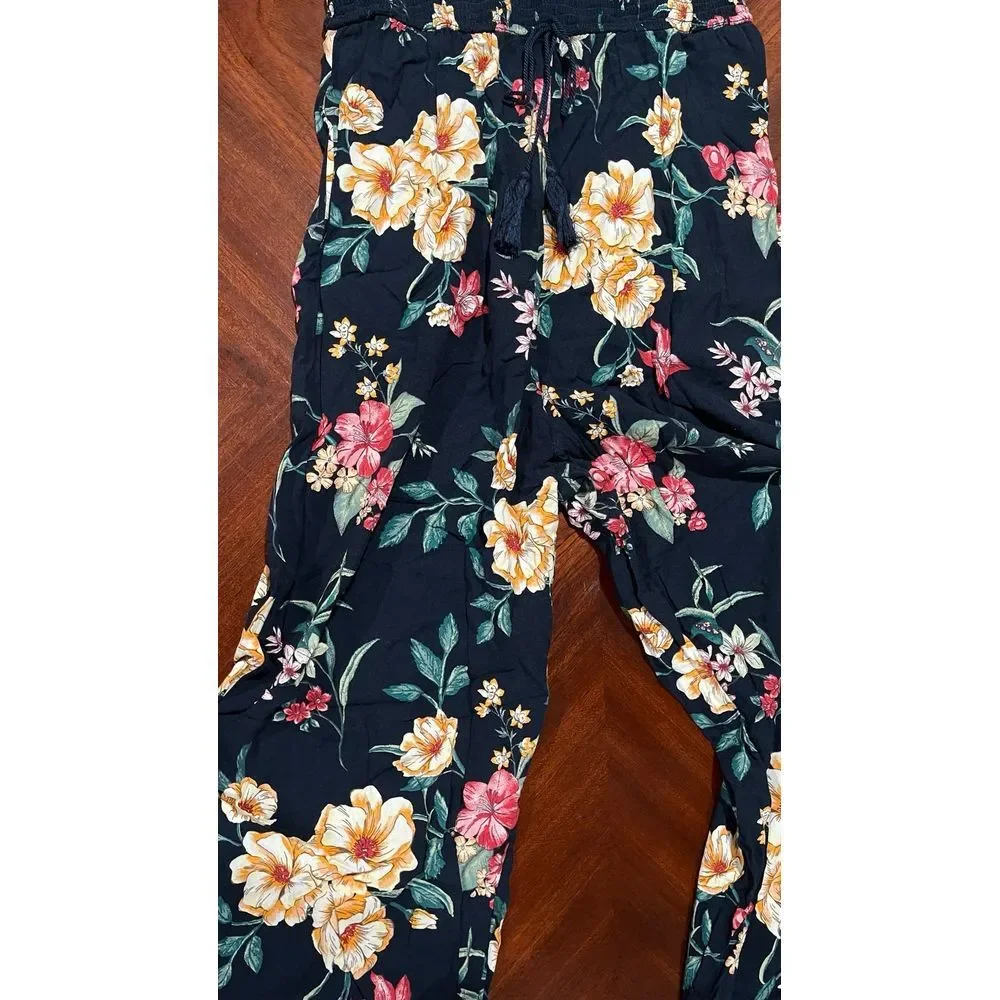 Xhilaration women's Floral blue and pink Jumpsuit size leggings‎ size medium - Picture 2 of 11